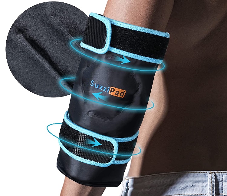 SuzziPad Elbow Ice Pack for Injuries with Double-Sided Fabric Cover